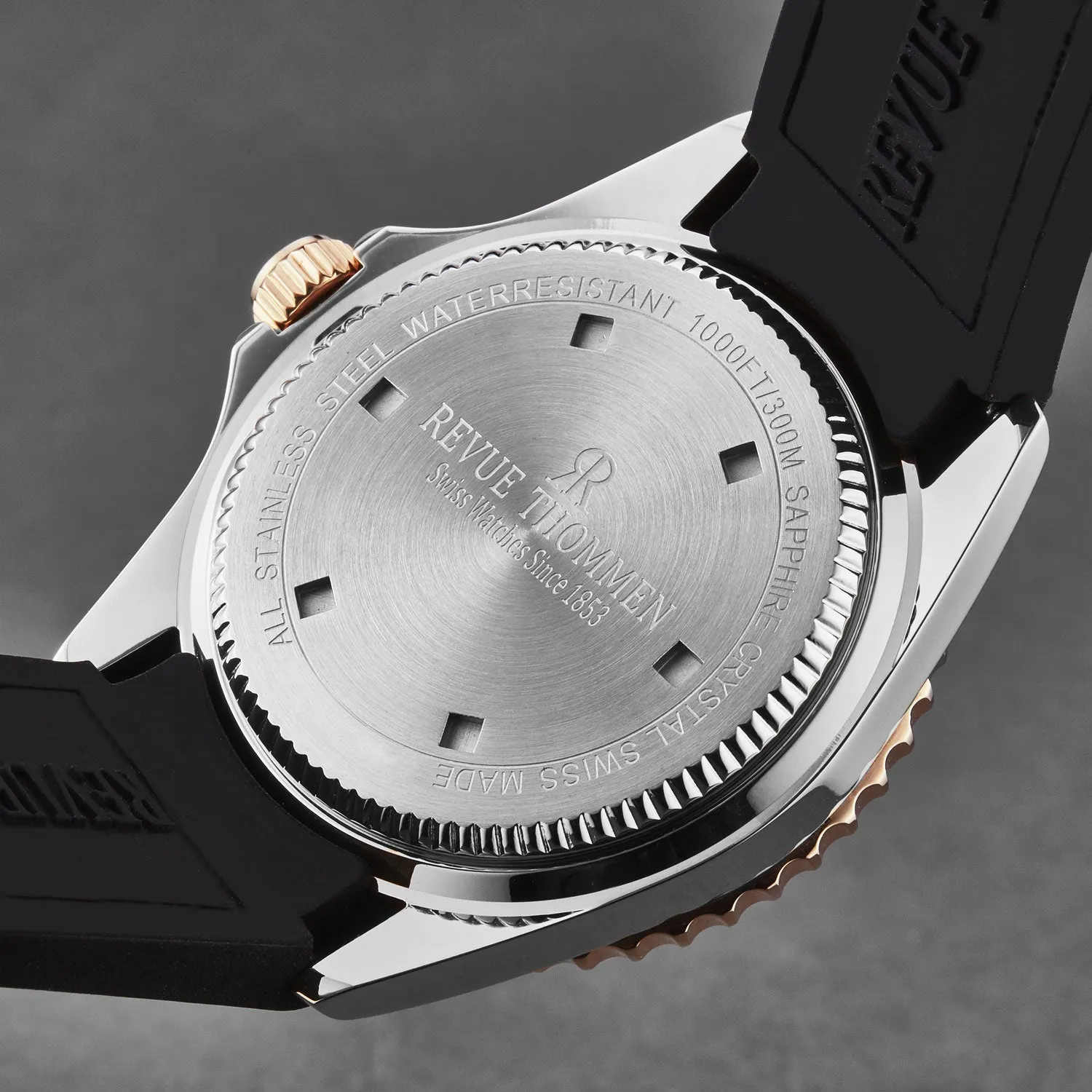 Revue Thommen Men's 'Diver' Blue Dial Black Rubber Strap Swiss Automatic Watch  17571.2855
