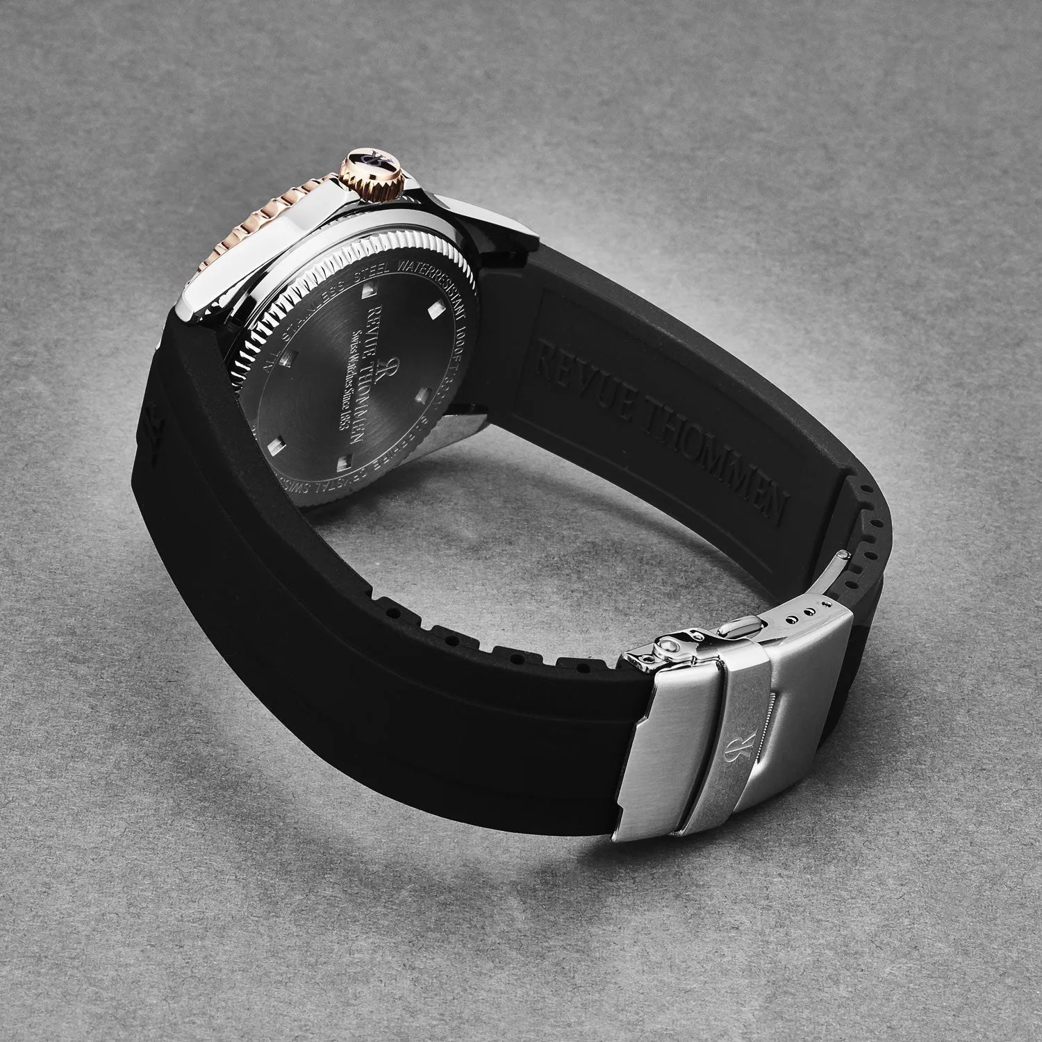 Revue Thommen Men's 'Diver' Blue Dial Black Rubber Strap Swiss Automatic Watch  17571.2855
