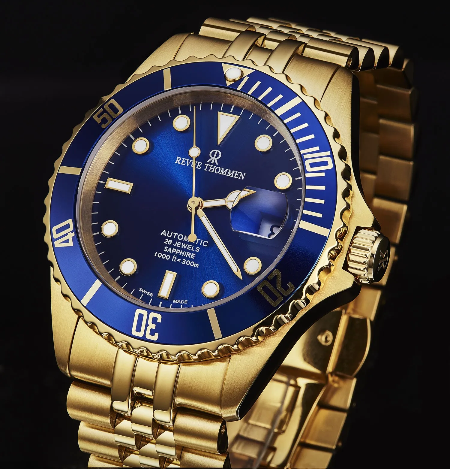 Revue Thommen Men's 'Diver' Blue Dial Stainless Steel Bracelet Automatic Watch 17571.2215