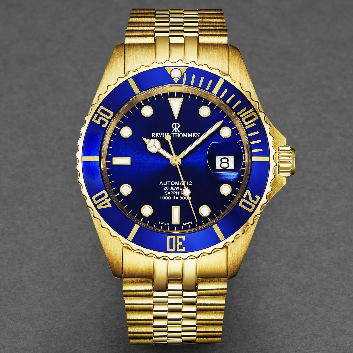 Revue Thommen Men's 'Diver' Blue Dial Stainless Steel Bracelet Automatic Watch 17571.2215