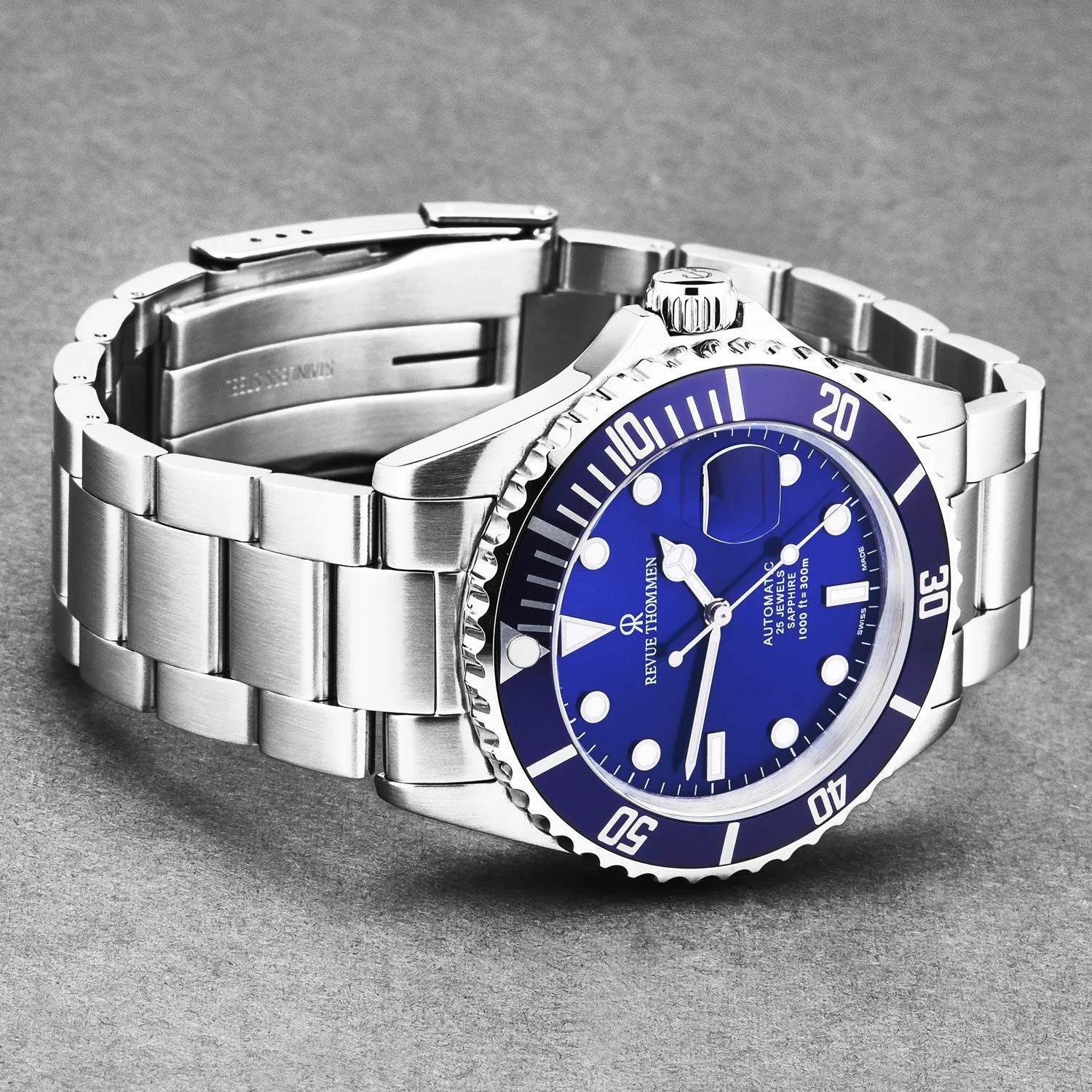 Revue Thommen Men's 'Diver' Blue Dial Stainless Steel Bracelet Swiss Automatic Watch 17571.2128