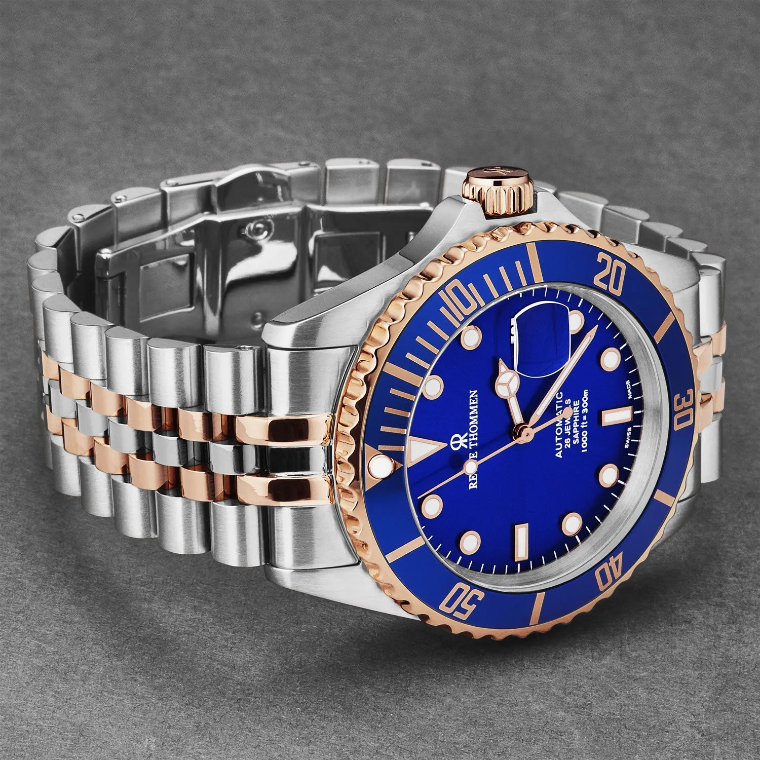 Revue Thommen Men's 'Diver' Blue Dial Two Tone Stainless Steel Bracelet Automatic Watch 17571.2255