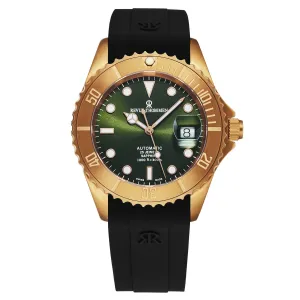Revue Thommen Men's 'Diver' Green Dial Black Rubber Strap Bronze/Steel Automatic Watch 17571.2894