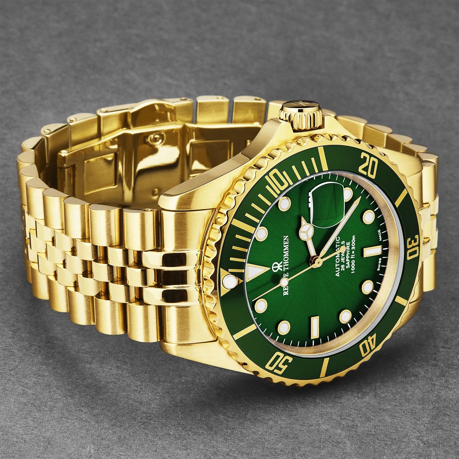 Revue Thommen Men's 'Diver' Green Dial Stainless Steel Bracelet Automatic Watch 17571.2214