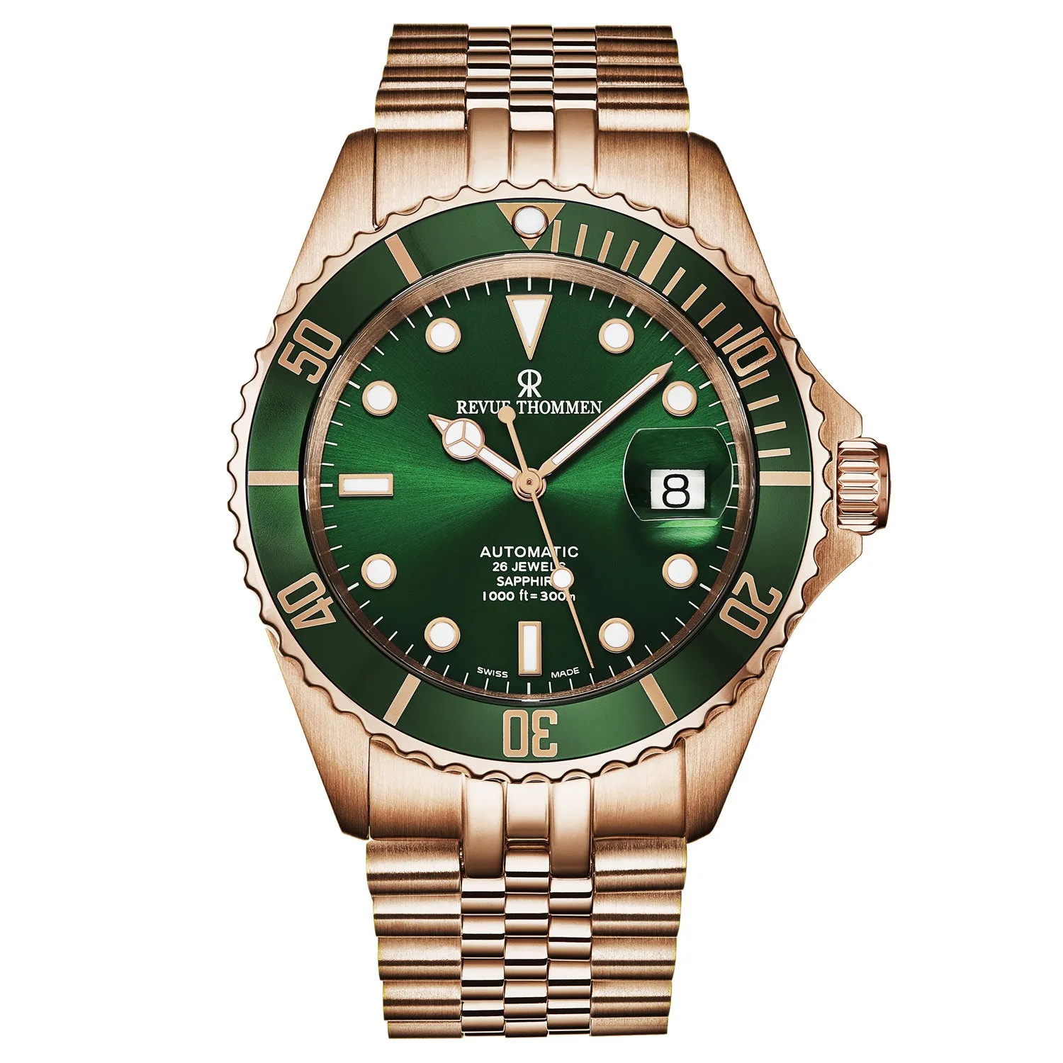 Revue Thommen Men's 'Diver' Green Dial Stainless Steel Bracelet Automatic Watch 17571.2264