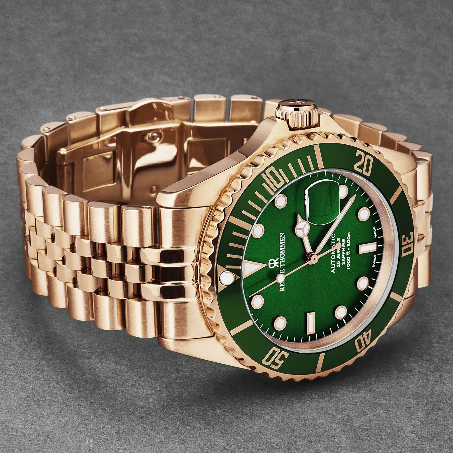 Revue Thommen Men's 'Diver' Green Dial Stainless Steel Bracelet Automatic Watch 17571.2264