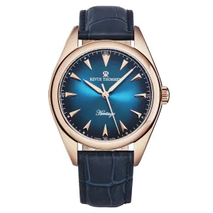 Revue Thommen Men's 'Heritage' Blue Dial Blue Leather Strap Automatic Watch 21010.2568