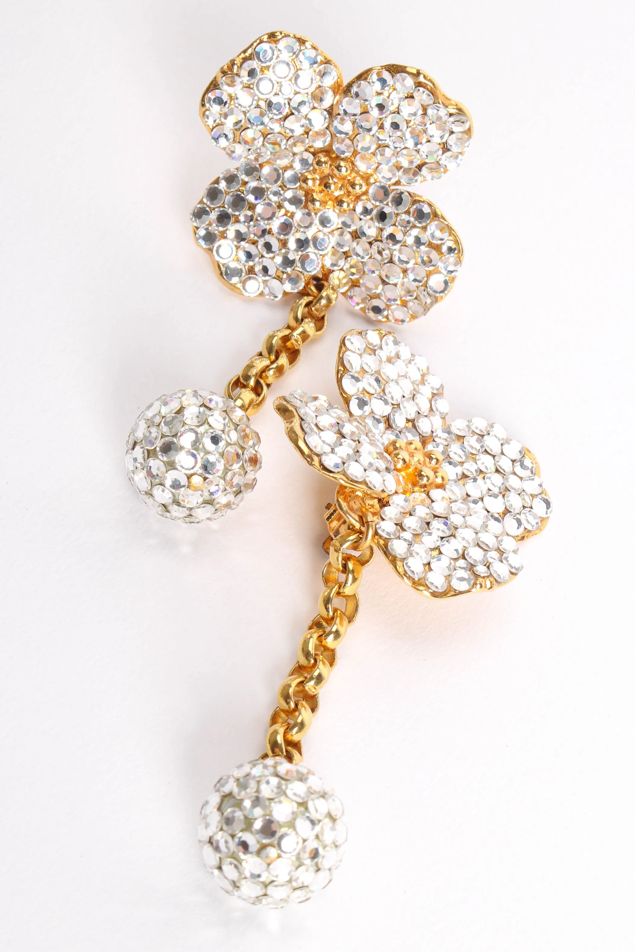 Rhinestone Flower Ball Drop Earrings