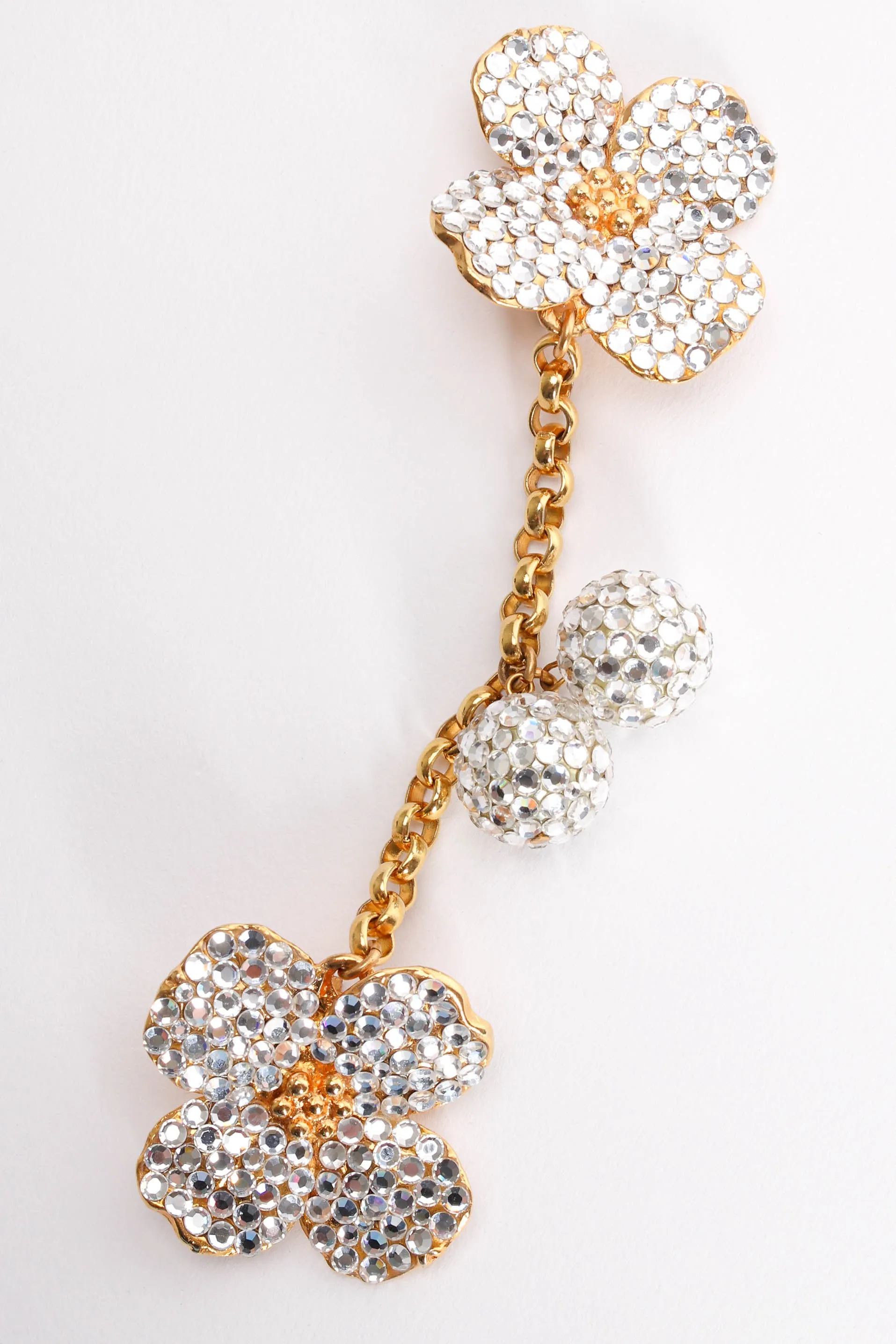 Rhinestone Flower Ball Drop Earrings