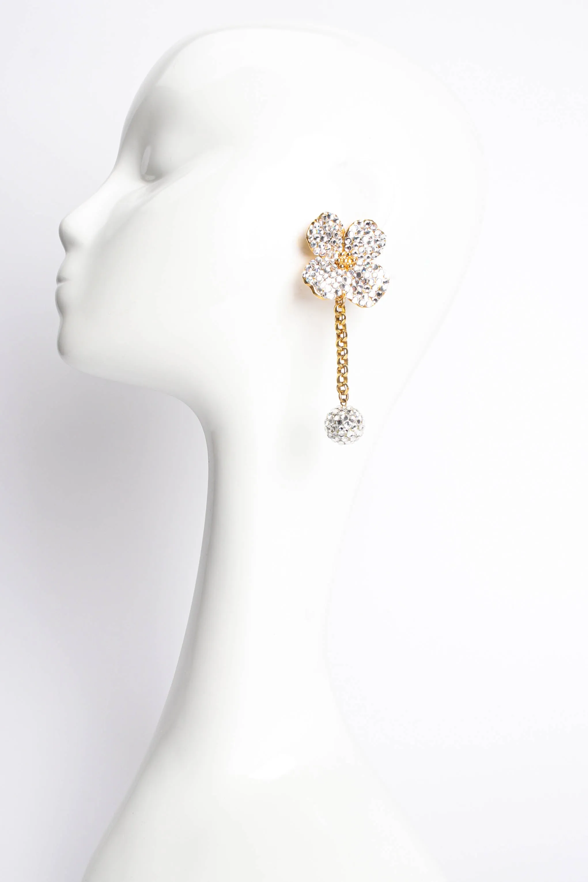 Rhinestone Flower Ball Drop Earrings