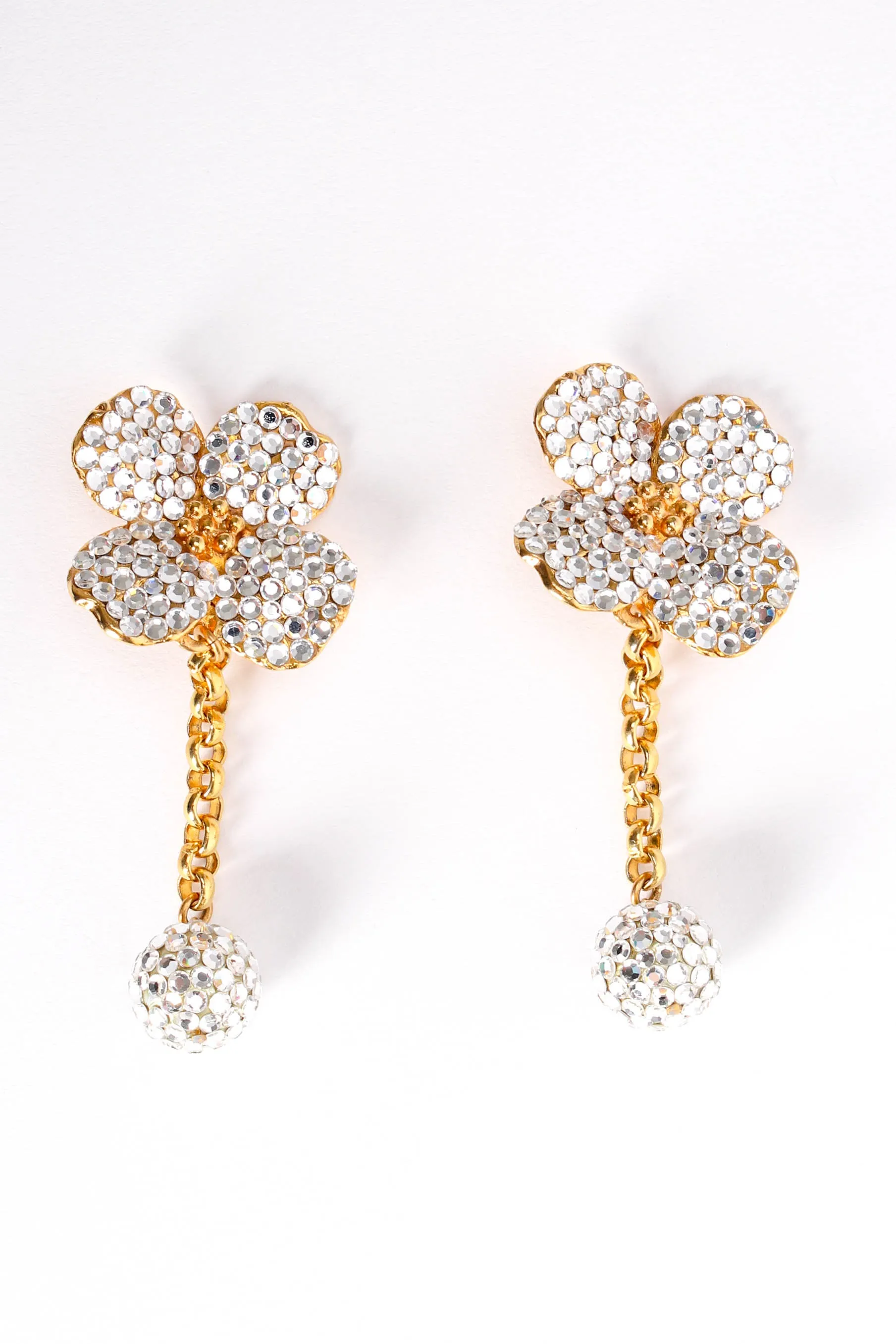Rhinestone Flower Ball Drop Earrings