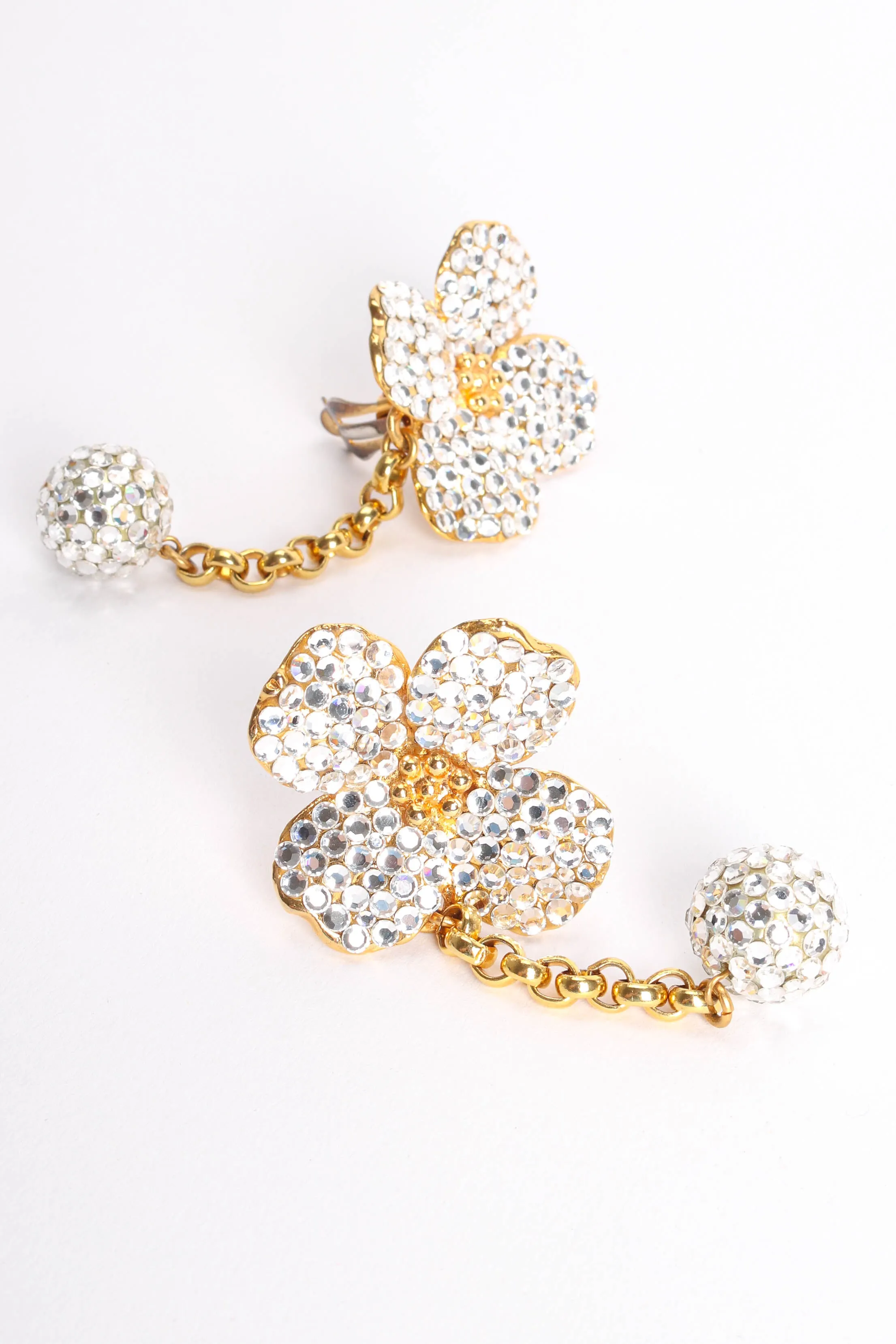 Rhinestone Flower Ball Drop Earrings