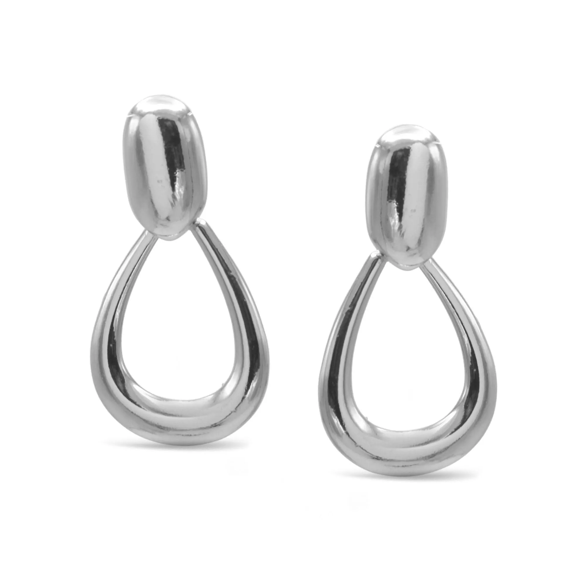 Rhodium Teardrop Clip-On Earrings #SQ8642R (FA21)