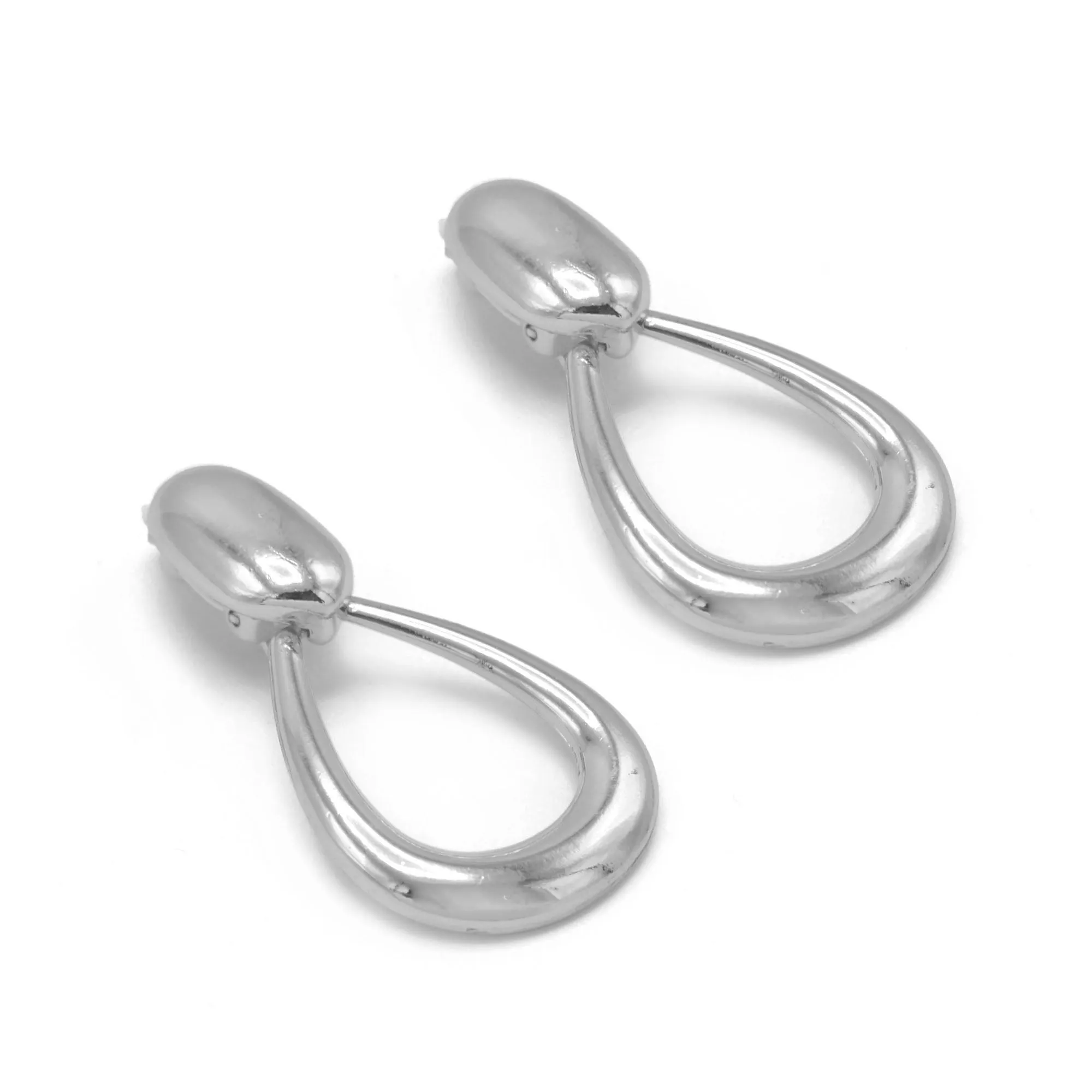 Rhodium Teardrop Clip-On Earrings #SQ8642R (FA21)