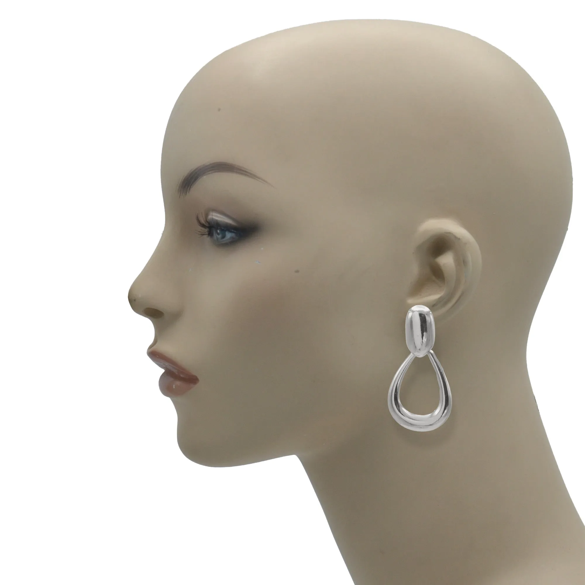 Rhodium Teardrop Clip-On Earrings #SQ8642R (FA21)