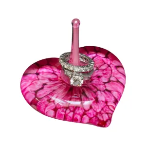 Ring Holder Heart - Gold Ruby