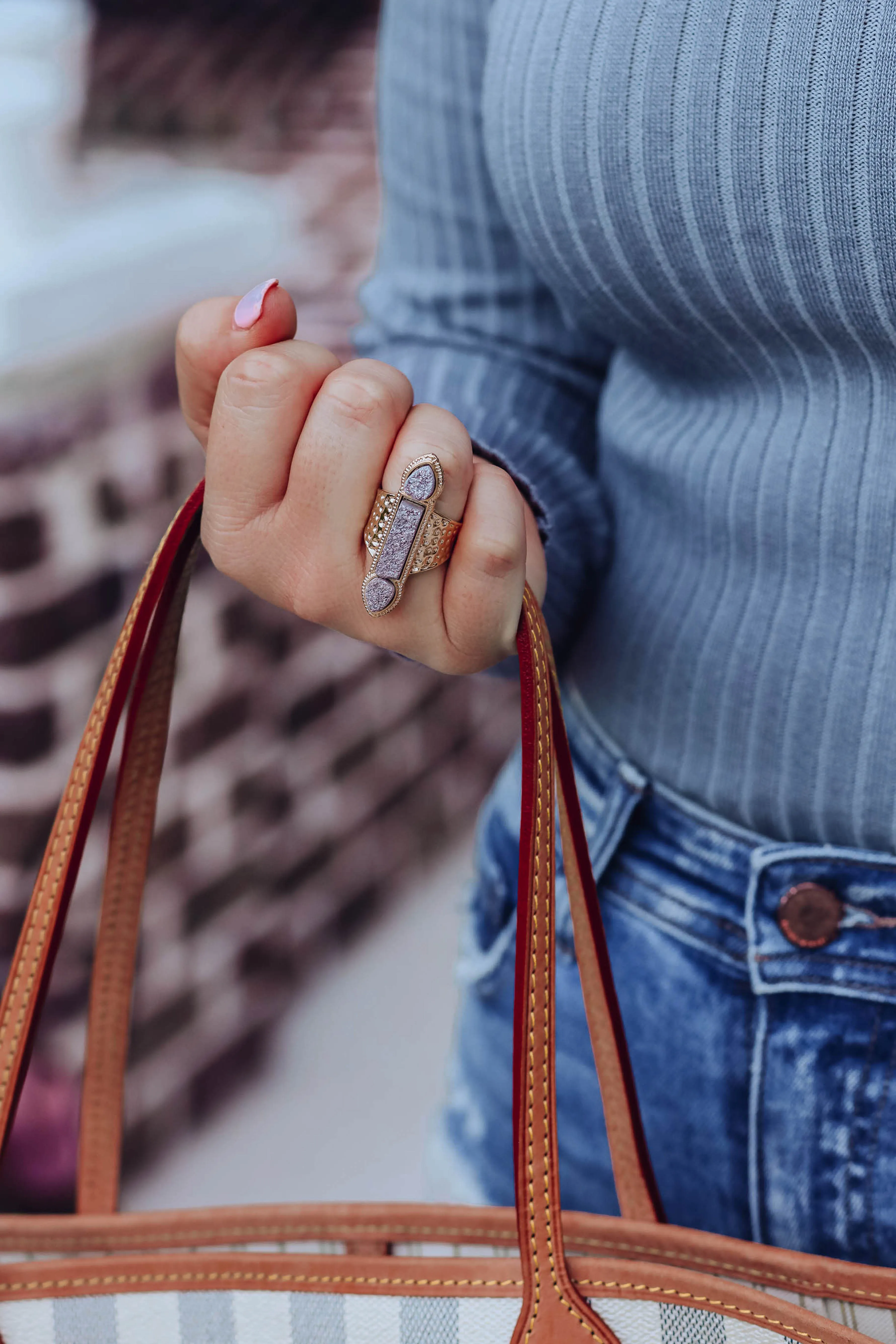 Rock On Druzy Ring by B.b.Lila - Long Grey