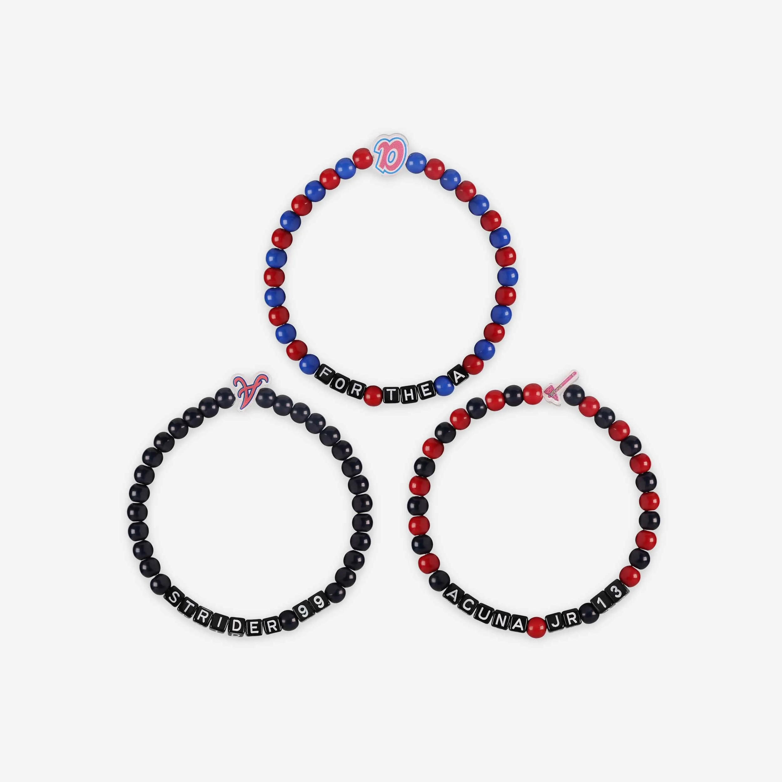 Ronald Acuna Jr & Spencer Strider Atlanta Braves 3 Pack Player Beaded Friendship Bracelet