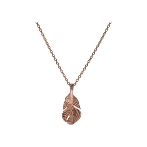 Rose gold plated small feather necklace