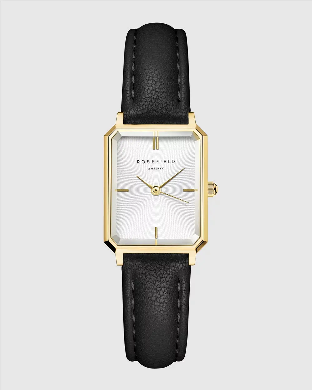 ROSEFIELD Octagon XS Watch - White Gold/Black Leather