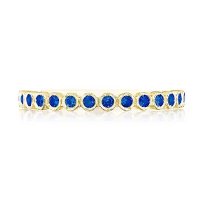 Round Bezel Droplet Wedding Band with Sapphire