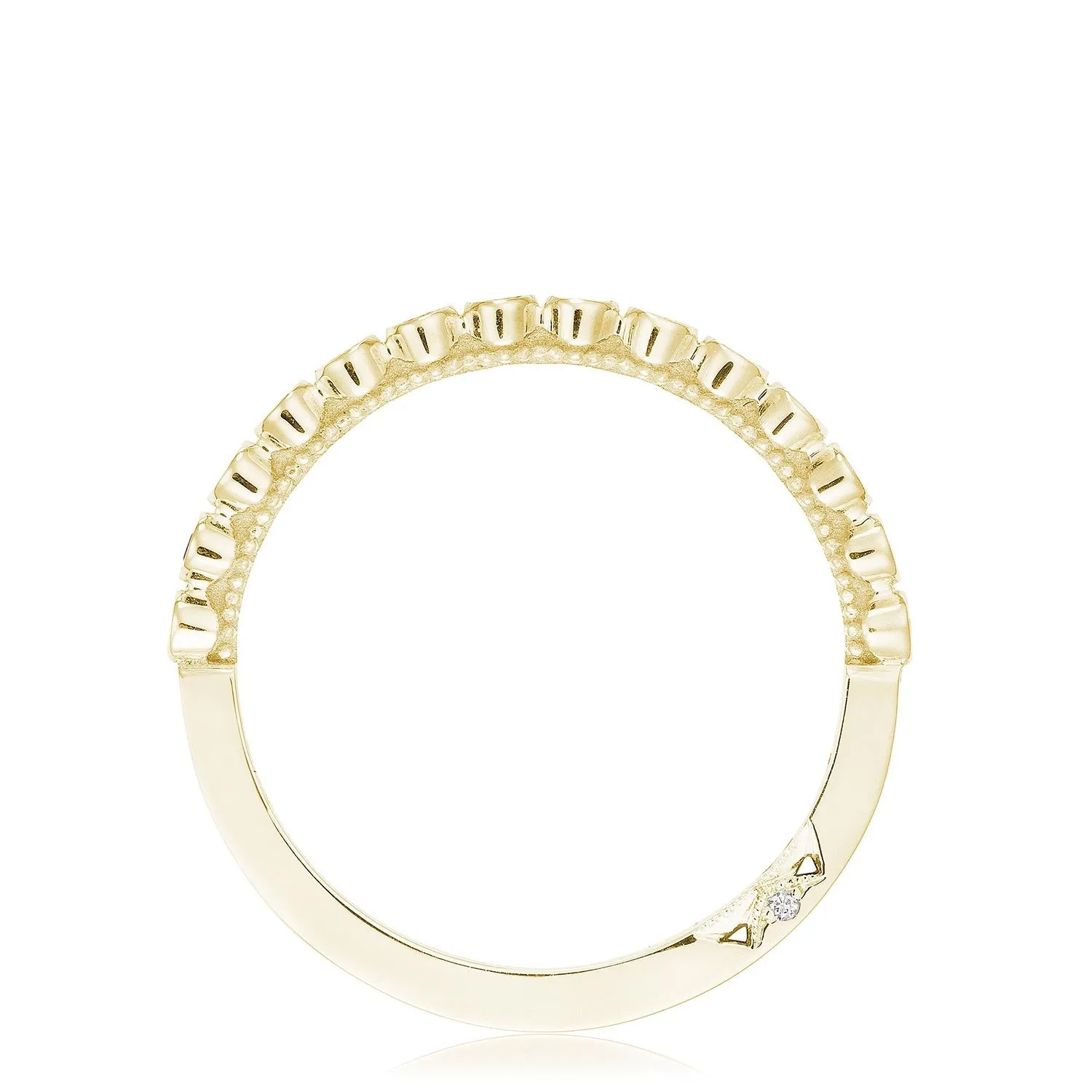 Round Bezel Droplet Wedding Band with Sapphire