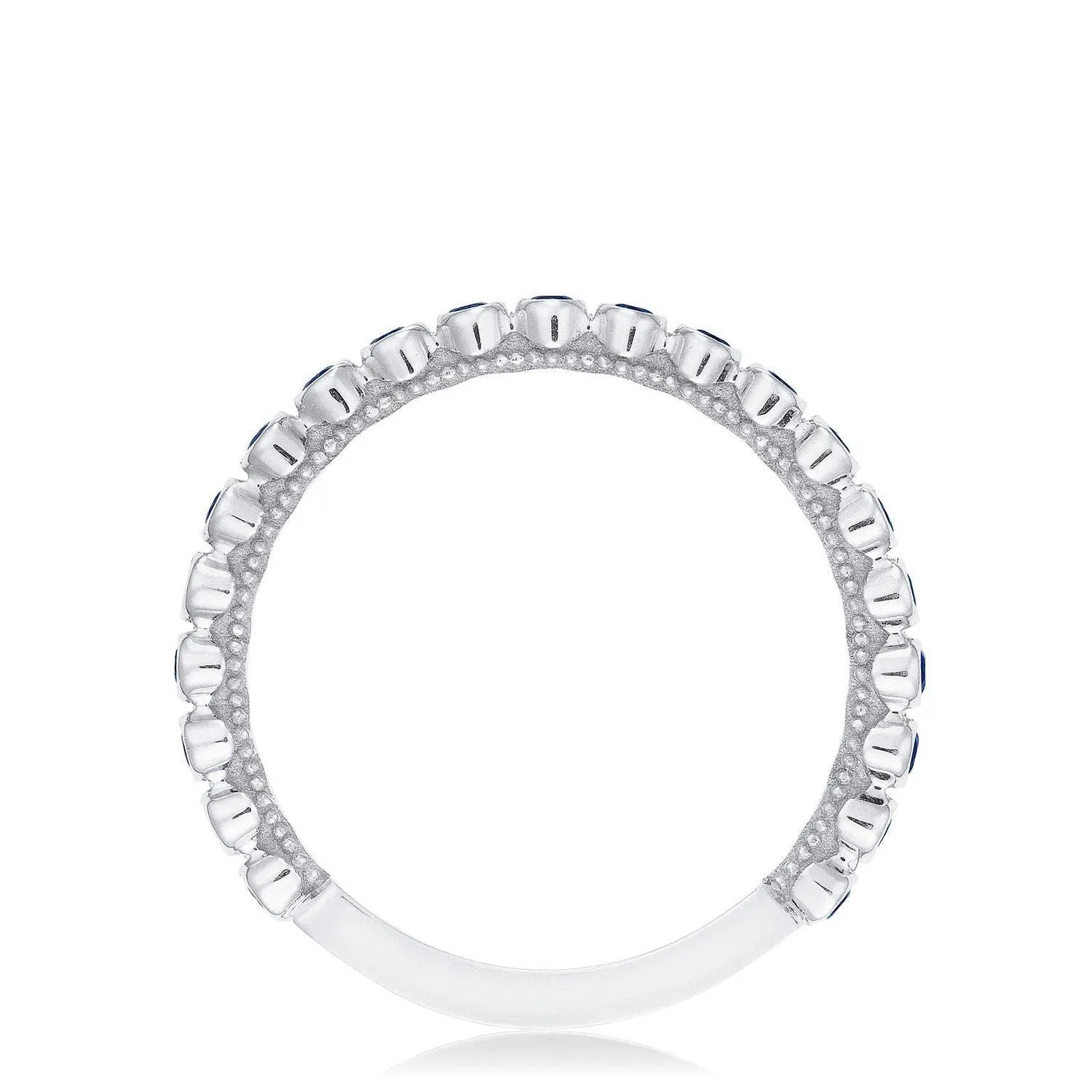 Round Bezel Droplet Wedding Band with Sapphire