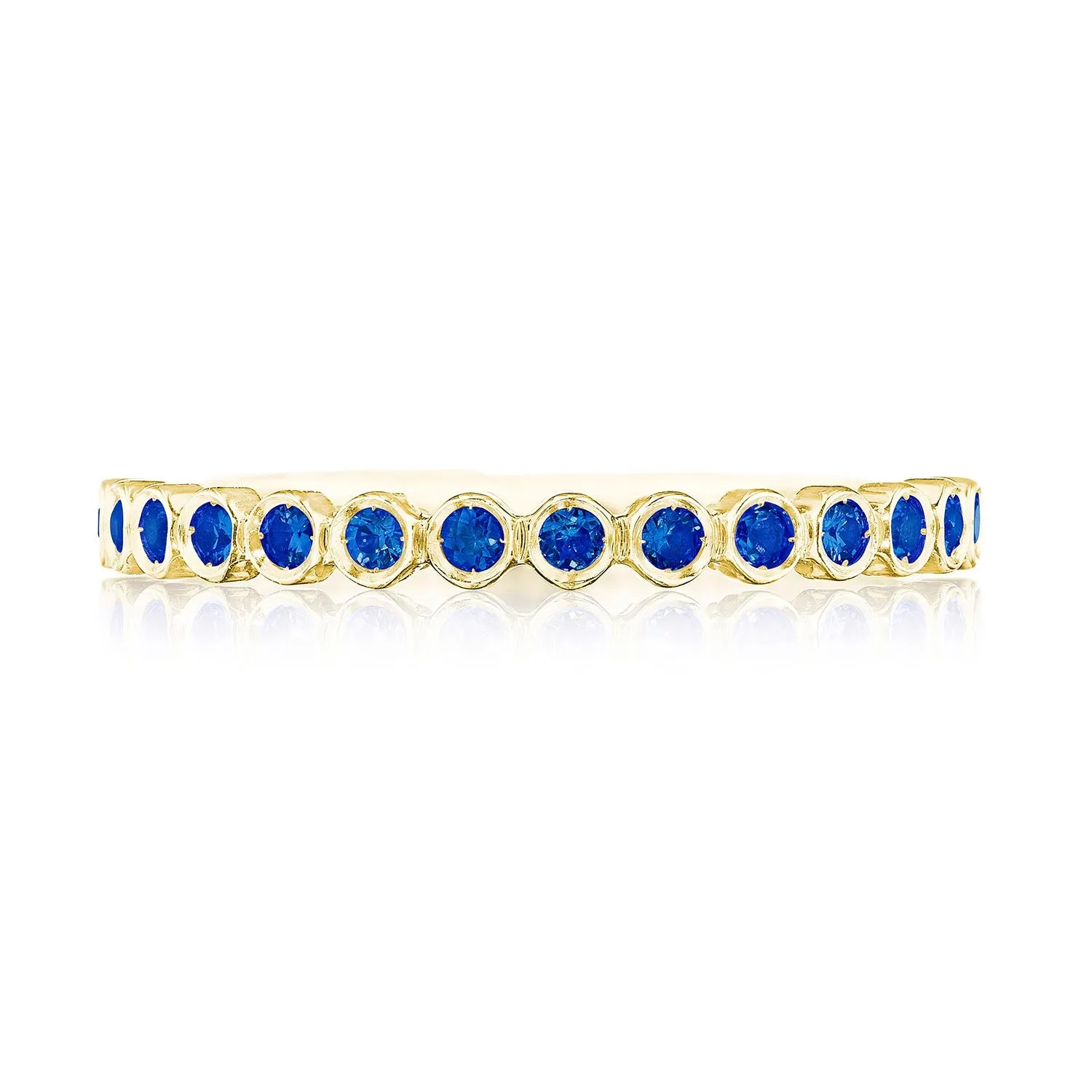 Round Bezel Droplet Wedding Band with Sapphire