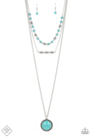 Sahara Symphony - Blue - Turquoise Tiered Paparazzi Long Necklace - June 2022 Simply Santa Fe