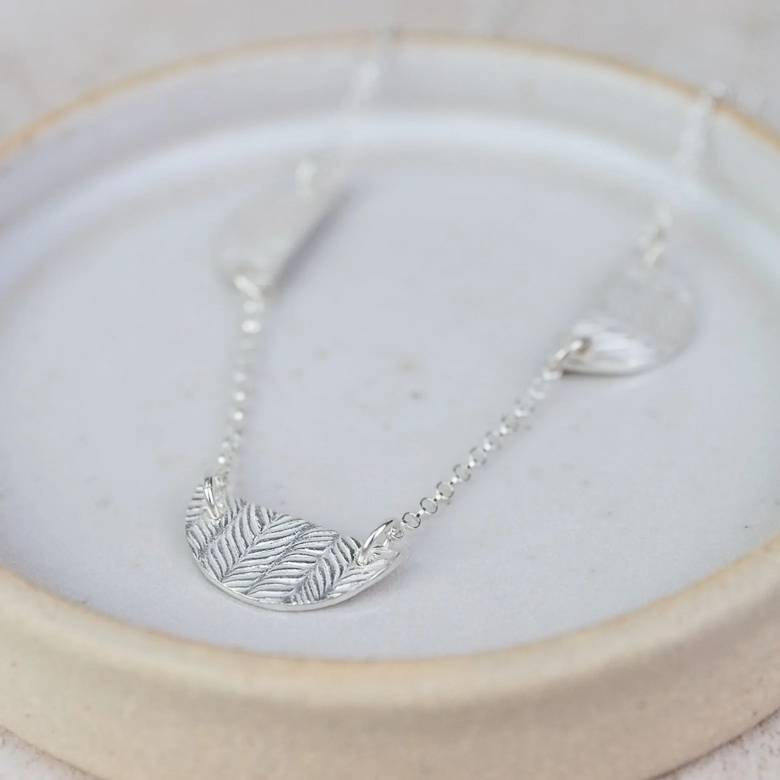 Sale - Sterling Silver Three Moon Necklace