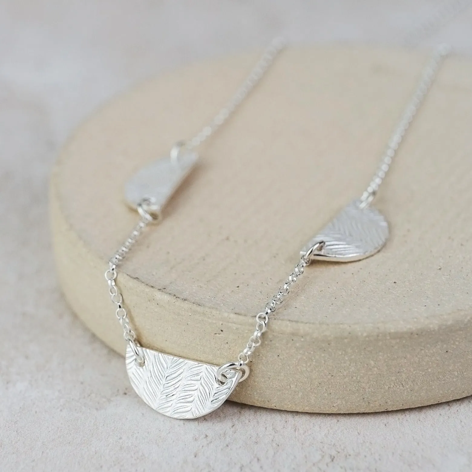 Sale - Sterling Silver Three Moon Necklace