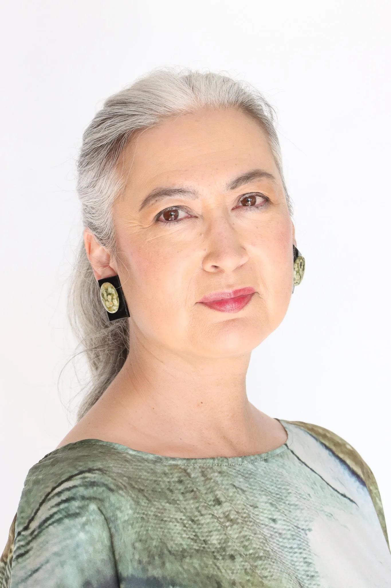 Sally Bass Serpentine Stone Clips