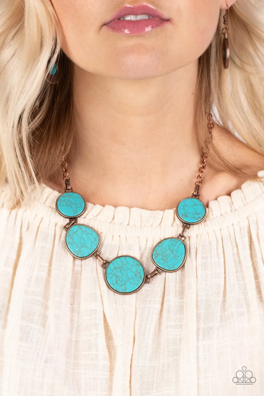 Santa Fe Flats - Copper - Turquoise Stone Paparazzi Short Necklace