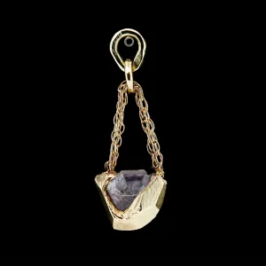 Sapphire in Sculpted Yellow Gold - Chain Charm