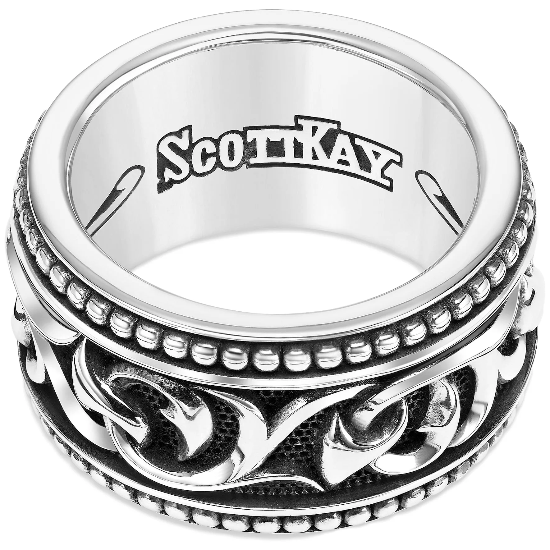 Scott Kay Unkaged Sparta Vine 14.5mm Wide Sterling Silver Ring