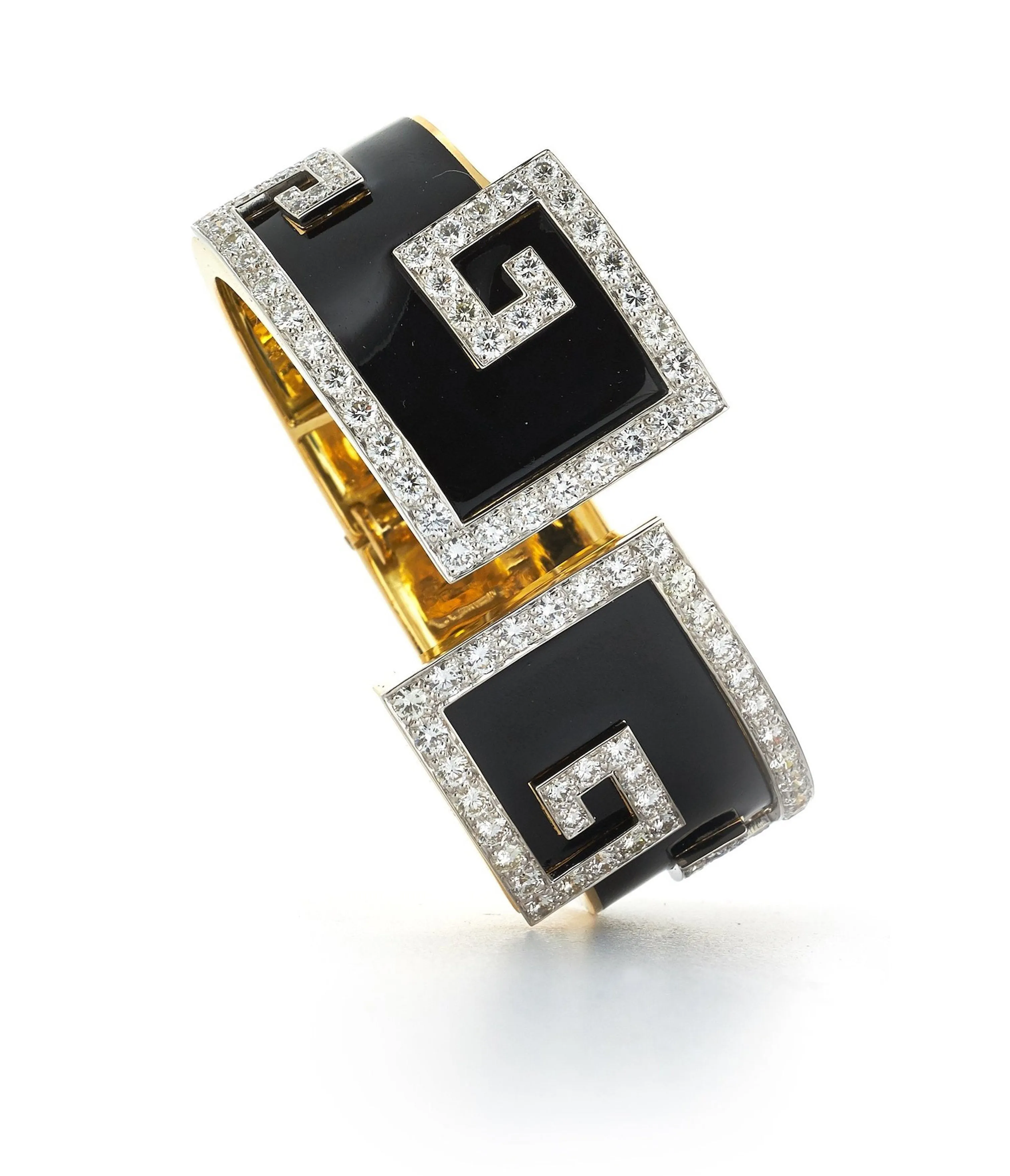 Scroll Cuff, Black Enamel