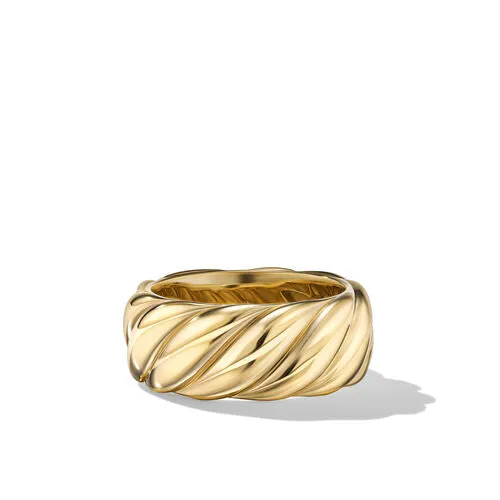 Sculpted Cable Band Ring in 18K Yellow Gold, Size 7