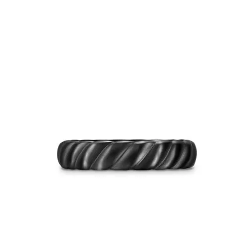 Sculpted Cable Band Ring in Black Titanium, 5mm, Size 8
