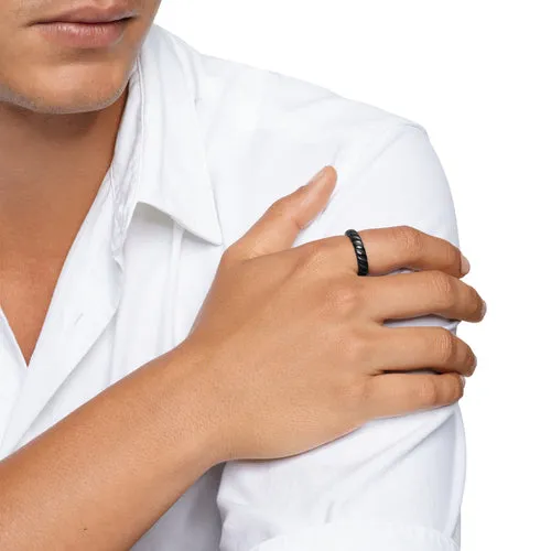 Sculpted Cable Band Ring in Black Titanium, 5mm, Size 8