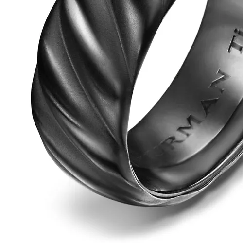 Sculpted Cable Band Ring in Black Titanium, 9mm, Size 10