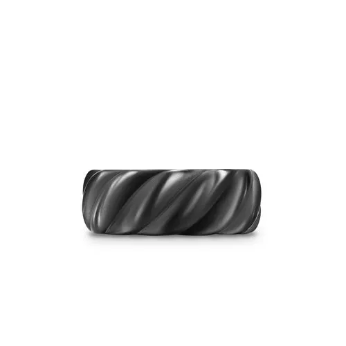 Sculpted Cable Band Ring in Black Titanium, 9mm, Size 10