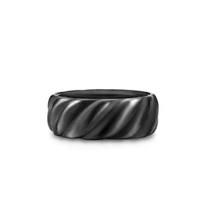 Sculpted Cable Band Ring in Black Titanium, 9mm, Size 10
