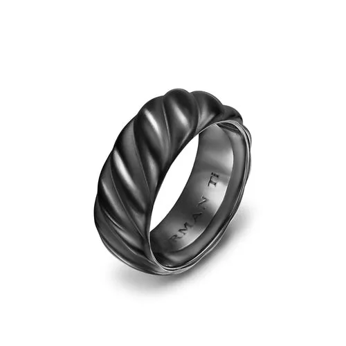 Sculpted Cable Band Ring in Black Titanium, 9mm, Size 10