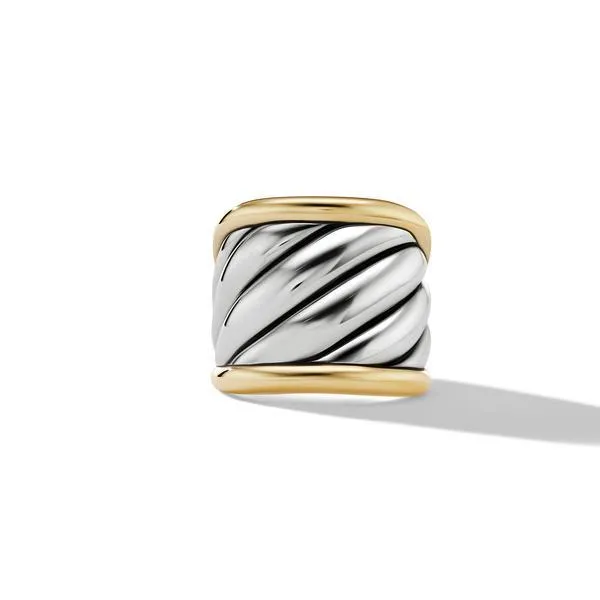 Sculpted Cable Saddle Ring with 18K Yellow Gold, Size 6