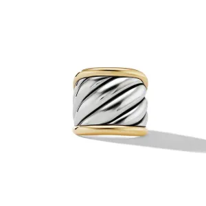 Sculpted Cable Saddle Ring with 18K Yellow Gold, Size 7