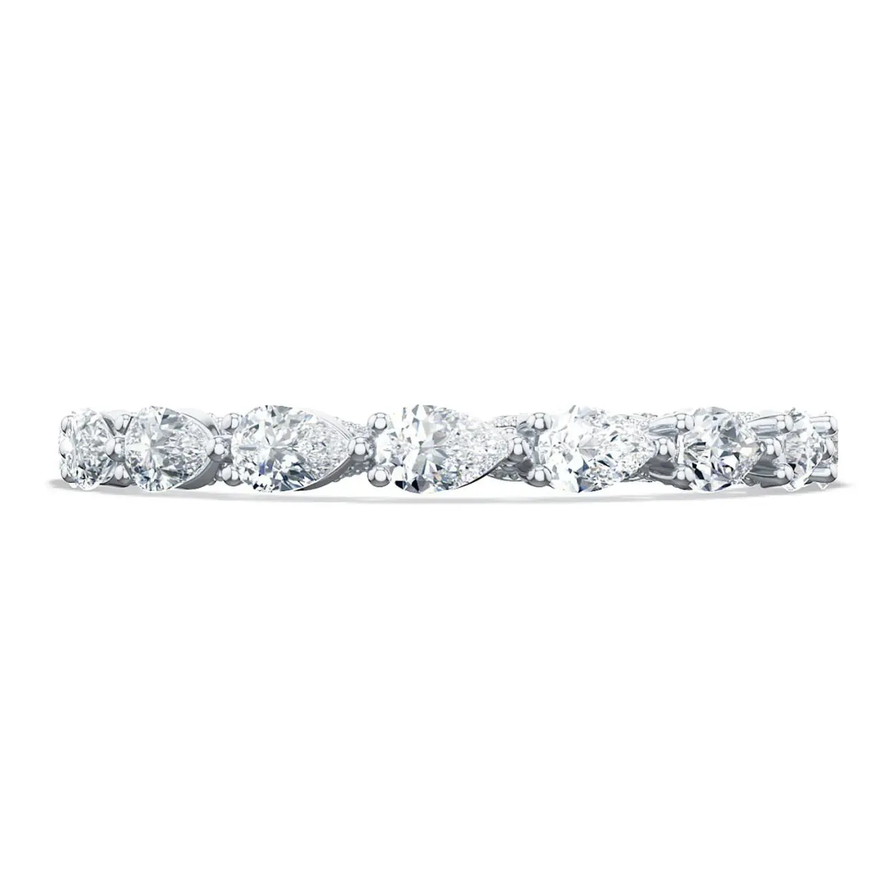 Sculpted Crescent 18 White Gold Pear Foundation Wedding Band Ring