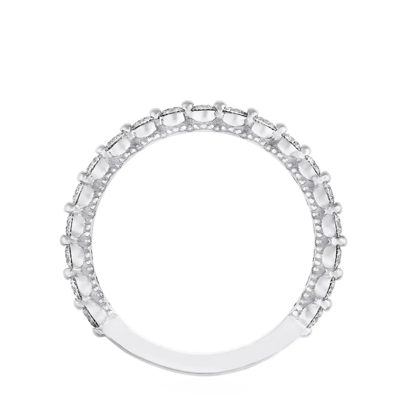 Sculpted Crescent 18K White Gold Two-Prong Diamond Band Ring