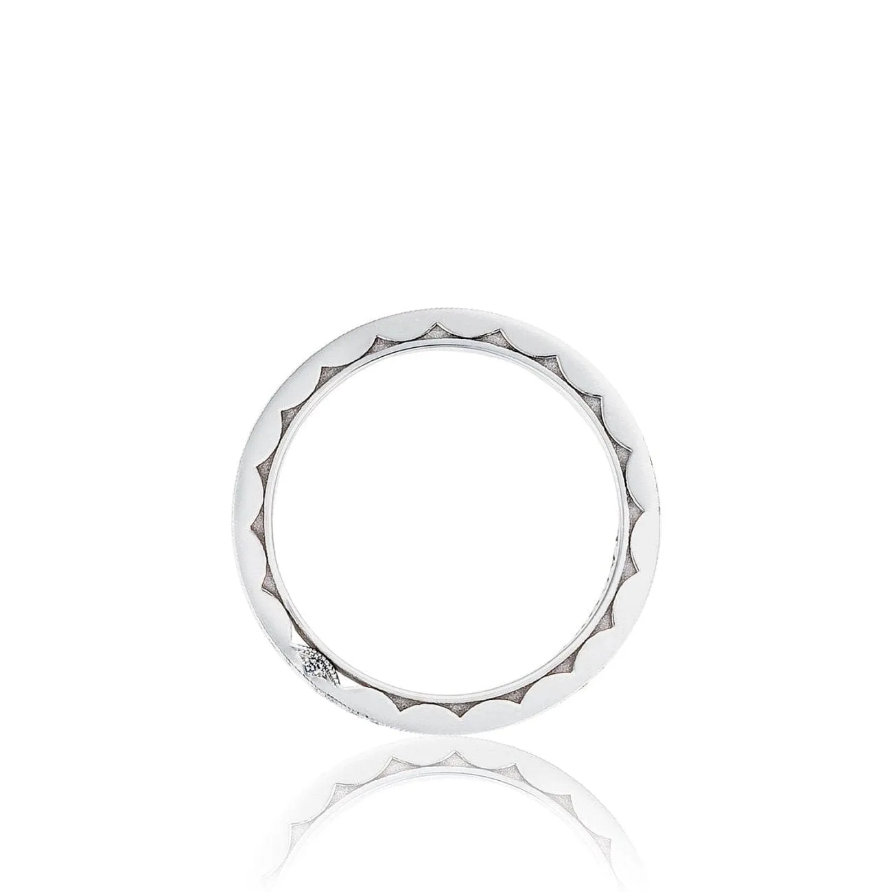 Sculpted Crescent Platinum Pavé Diamond Wedding Band Ring