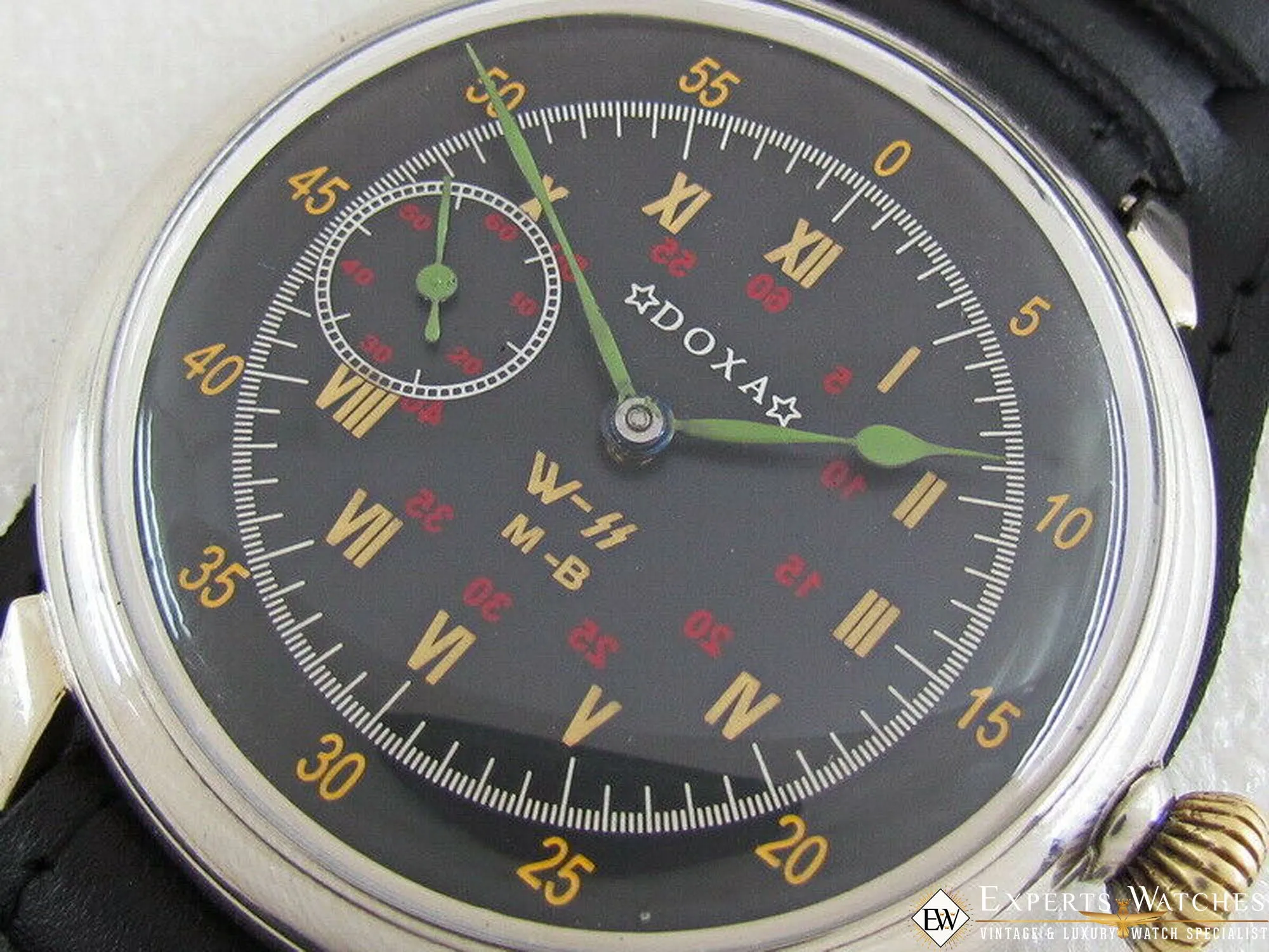 Serviced Vintage DOXA AVIATOR Waffen Military WWII Big Pilot's Watch 52mm Large