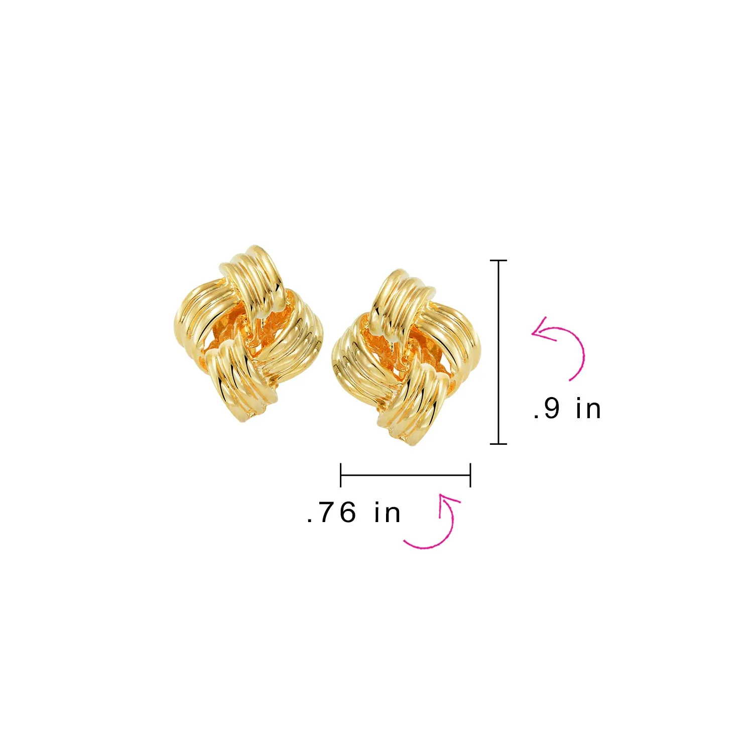 Set of 2 Geometric Twist Rope Knot Clip-On Earrings For Non-Pierced Gold Plated